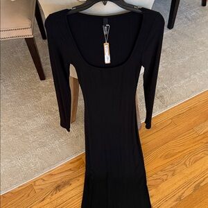 SKIMS Black Ribbed Fabric Long Dress